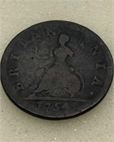 Early Colonial American Copper Farthing Dated