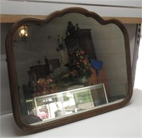 WOODEN FRAMED DRESSER MIRROR 34"W X 28"H. NO