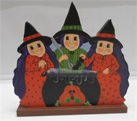 WOODEN SIGNED 3 WITCHES BREWING 12"W X 12"H NICE