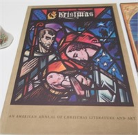 3 PORCELAIN CHRISTMAS BELLS W/2 HOLIDAY MAGAZINES