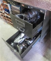 (2) Drawer metal cabinet with various power and