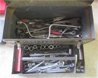 Craftsman tool box with sockets, tin snips, etc.