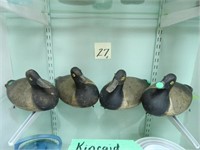 (4) Early Illinois River Duck Decoys w/ Glass -