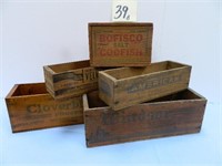 (4) Wood Advertising Cheese Boxes & Cod Fish Box
