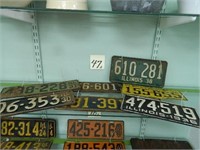 (13) Illinois License Plates - 1930, 31, 32, 33,
