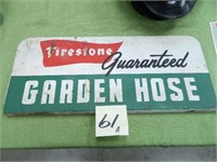 Metal Double-Sided Firestone Garden Hose Sign -