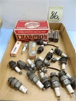 Flat of Approx. (28) Old Spark Plugs (Some NIB)