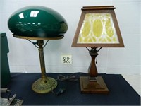 Vintage Mushroom Green Glass Shade Parlor Table -