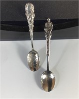 2 STERLING SILVER COLLECTOR SPOONS ALASKA NEW YORK