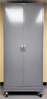 Rolling 2-Door Metal Cabinet Adjustable Shelves