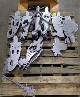 Pallet lot of bare metal wall art, Including