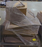 Pallet lot of various sized shipping boxes.