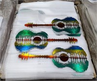 Pallet Lot of Colorized Metal Guitar Wall Art.