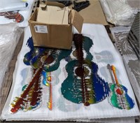 Pallet Lot of Colorized Metal Guitar Wall Art.