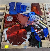 Pallet Lot of Colorized Metal Wall Art. Including