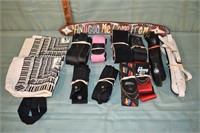 10 Assorted guitar straps, 2 canvas bags, Antigua