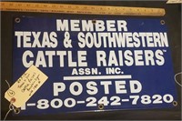 20x12 Texas Southwestern Cattle Raisers ranch sign