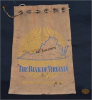 Antique Bank Of Virginia Cloth Money Deposit Bag