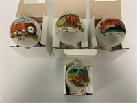 4 Hand Painted Allis Chalmers Ornaments