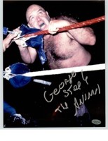 GEORGE "THE ANIMAL" STEELE WWF AUTO'D 8X10 W/COA