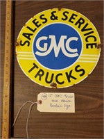 GMC truck sales service 12" porcelain sign