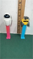 Vintage Footed PEZ Wall-E & Eve Dispensers