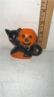 Vintage Rosbro Black Cat Pumpkin Plastic Candy