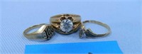 (3) Misc. Yellow Gold Rings, 10kt, 11.9gr., Stones