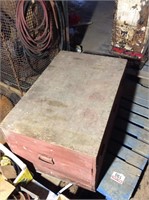 Wooden Box Of Parts, Engine Valves, Truck Fan,