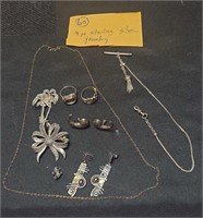 9pc lot sterling silver jewelry 1.5 ounces