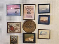 Grouping of 9 art / wall hangings