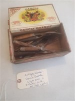 19th c forks knife & wooden cigar box