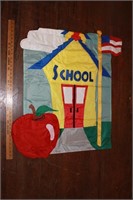 2X3 FLAG "SCHOOL" WITH APPLE AND FLAG