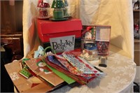 CHRISTMAS LOT - CANDLES, BAGS, JAR, TAGS, WIRE