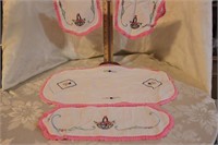 4 PC. EMBROIDERED SCARVES - PINK BORDER