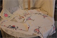 6 PC. EMBROIDERED LOT - SCARVES AND HANKIES