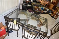 METAL & GLASS TABLE WITH 6 CHAIRS - 60x35x30