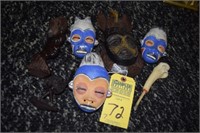 ASSORTED PIECES - 4- AFRICAN CLAY & WOOD MASKS / 2