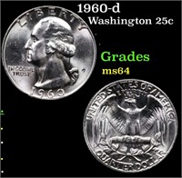 1960-d Washington Quarter 25c Grades Choice Unc