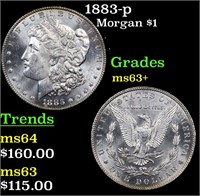 1883-p Morgan Dollar $1 Grades Select+ Unc