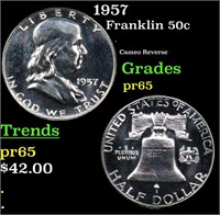 Proof 1957 Franklin Half Dollar 50c Grades GEM Pro