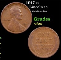 1917-s Lincoln Cent 1c Grades vf+