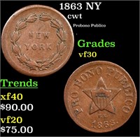 1863 NY Civil War Token 1c Grades vf++