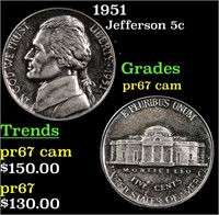 Proof 1951 Jefferson Nickel 5c Grades GEM++ Proof