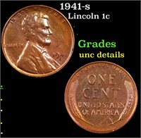 1941-s Lincoln Cent 1c Grades Unc Details
