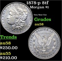1878-p 8tf Morgan Dollar $1 Grades Choice AU/BU Sl