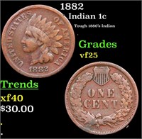 1882 Indian Cent 1c Grades vf+