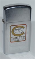 Zippo Slimline Advertising Lighter Coates 1973
