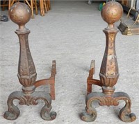 Pair Of Antique Brass Fireplace Andirons
