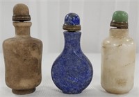 3 Asian Natural Stone Snuff Bottles